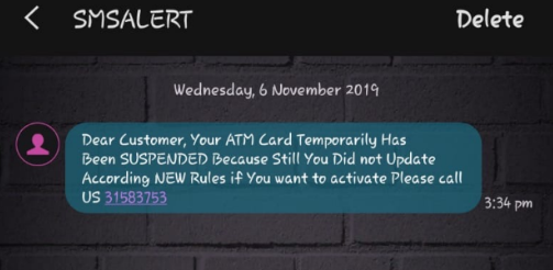 fake bank message
